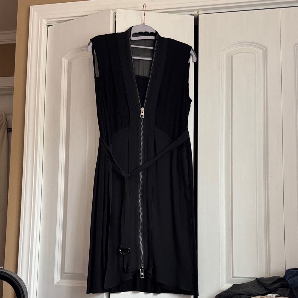 All Saints Black Midi Dress with Zipper Detail
